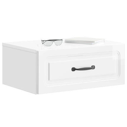 Väggmonterat Sängbord 2 pcs Vit högglans 49 x 34,5 x 20 cm