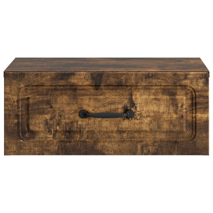 Väggmonterat Sängbord med låda 2 pcs Rökt ek 49 x 34,5 x 20 cm