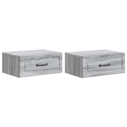 Väggmonterat Sängbord 2 pcs Grå sonoma-ek 49 x 34,5 x 20 cm