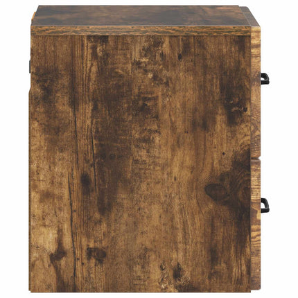 Väggmonterat Sängbord med låda 2 pcs Rökt ek 34,5 x 33 x 40 cm