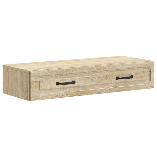 Väggmonterad sidobord Sonoma-ek 87,5 x 34,5 x 17 cm