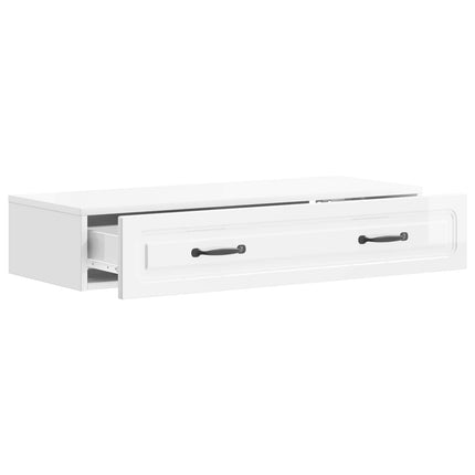 Väggmonterad sidobord Vit högglans 87,5 x 34,5 x 17 cm