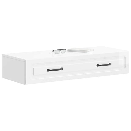 Väggmonterad sidobord Vit högglans 87,5 x 34,5 x 17 cm