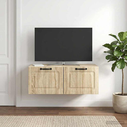 Väggmonterad TV-bänk Väggmonterad Sonoma-ek 78,5 x 41 x 30 cm