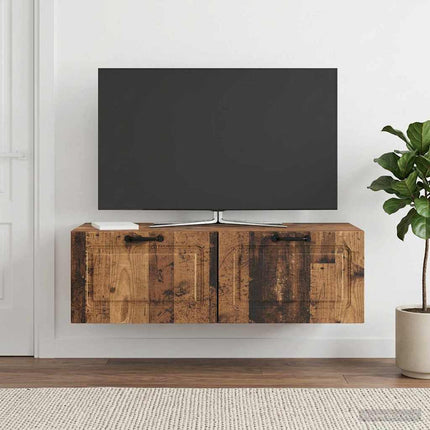 Väggmonterad TV-bänk Väggmonterad Gammalt trä 98 x 41 x 30 cm