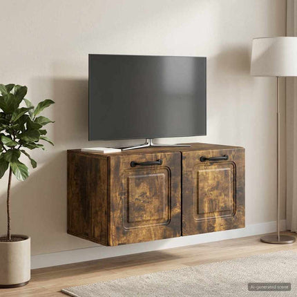 Väggmonterad TV-bänk Rökt ek 59,5 x 31 x 30 cm Konstruerat trä