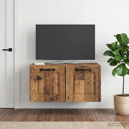 Väggmonterad TV-bänk Väggmonterad Gammalt trä 59,5 x 31 x 30 cm
