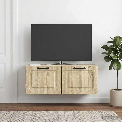 Väggmonterad TV-bänk Väggmonterad Sonoma-ek 78,5 x 31 x 30 cm
