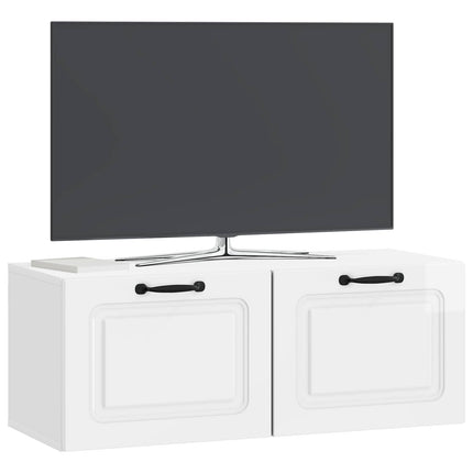 Väggmonterad TV-bänk Vit högglans 78,5 x 31 x 30 cm