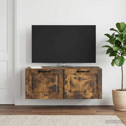 Väggmonterad TV-bänk Rökt ek 78,5 x 31 x 30 cm Konstruerat trä