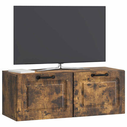 Väggmonterad TV-bänk Rökt ek 78,5 x 31 x 30 cm Konstruerat trä