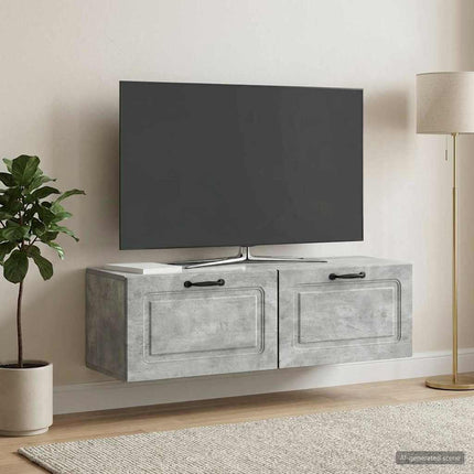 Väggmonterad TV-bänk Betonggrå 98 x 31 x 30 cm Konstruerat trä