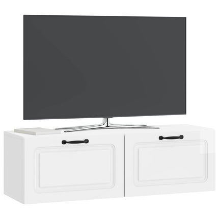 Väggmonterad TV-bänk Väggmonterad Vit högglans 98 x 31 x 30 cm