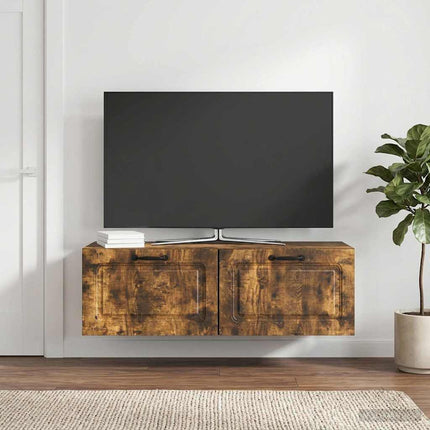 Väggmonterad TV-bänk Rökt ek 98 x 31 x 30 cm Konstruerat trä
