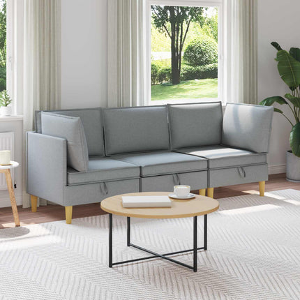 Modulsoffor med förvaring 3 pcs Ljusgrå Tyg