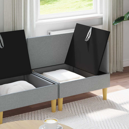 Modulsoffor med förvaring 3 pcs Ljusgrå Tyg