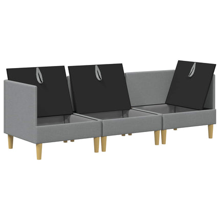 Modulsoffor med förvaring 3 pcs Ljusgrå Tyg