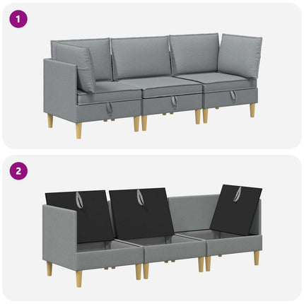 Modulsoffor med förvaring 3 pcs Ljusgrå Tyg