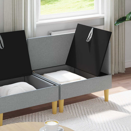 Modulsoffor med förvaring 4 pcs Ljusgrå Tyg