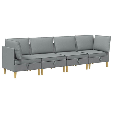 Modulsoffor med förvaring 4 pcs Ljusgrå Tyg