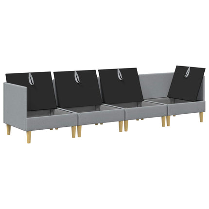 Modulsoffor med förvaring 4 pcs Ljusgrå Tyg