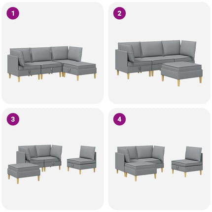 Möbelset för vardagsrummet med kudde 4 pcs Ljusgrå Tyg