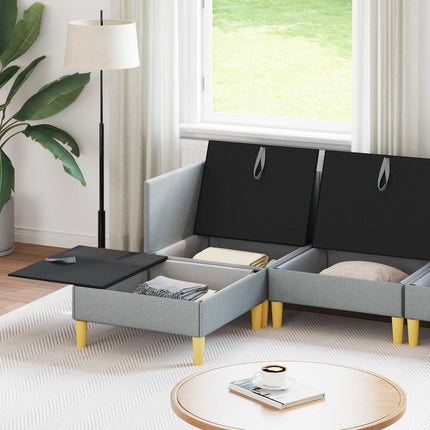 Modulsoffor med förvaring 6 pcs Ljusgrå Tyg