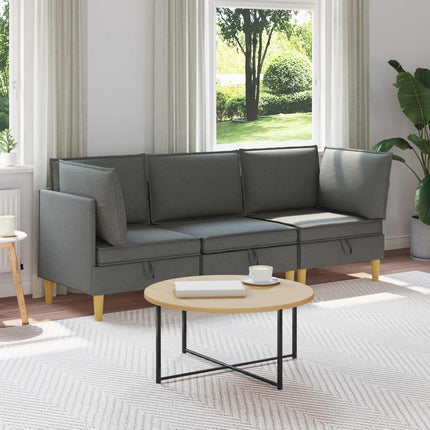 Modulsoffor med förvaring 3 pcs Mörkgrå Tyg
