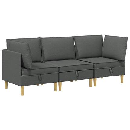 Modulsoffor med förvaring 3 pcs Mörkgrå Tyg