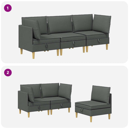 Modulsoffor med förvaring 3 pcs Mörkgrå Tyg