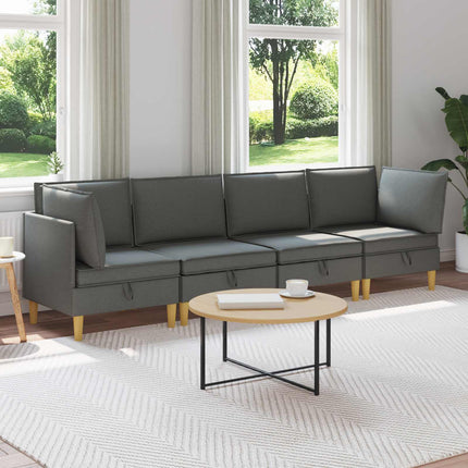 Modulsoffor med förvaring 4 pcs Mörkgrå Tyg