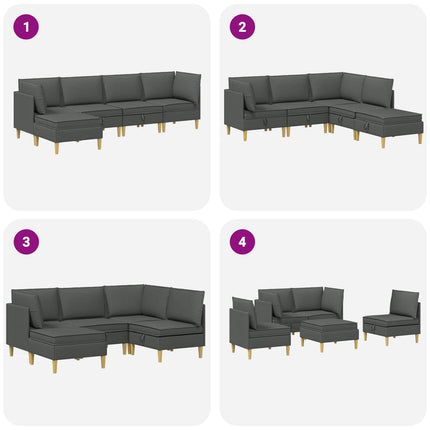 Modulsoffor med förvaring 5 pcs Mörkgrå Tyg