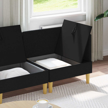 Modulsoffor med förvaring 3 pcs Svart Tyg