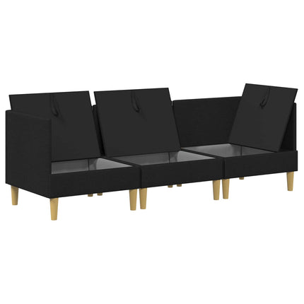 Modulsoffor med förvaring 3 pcs Svart Tyg