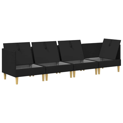 Modulsoffor med förvaring 4 pcs Svart Tyg