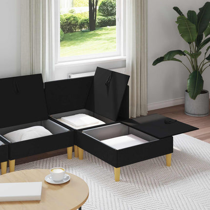 Modulsoffor med förvaring 4 pcs Svart Tyg