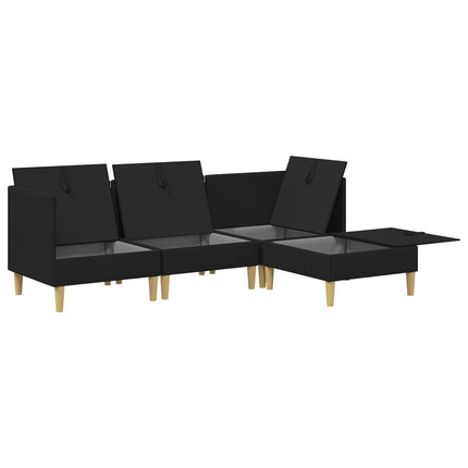 Modulsoffor med förvaring 4 pcs Svart Tyg