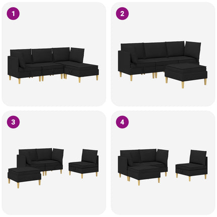 Modulsoffor med förvaring 4 pcs Svart Tyg