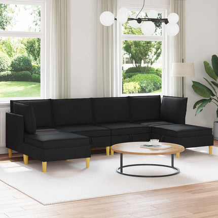 Modulsoffor med förvaring 6 pcs Svart Tyg