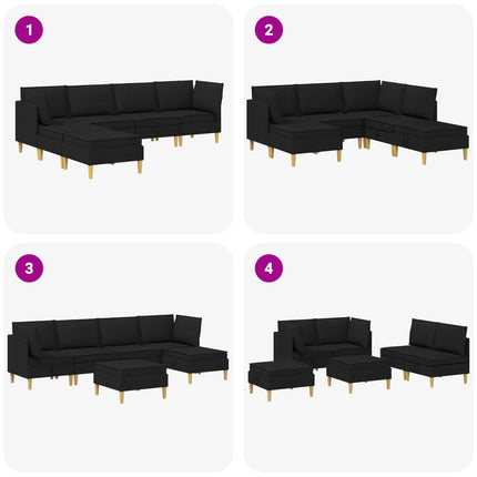 Modulsoffor med förvaring 6 pcs Svart Tyg