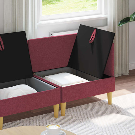 Modulsoffor med förvaring 3 pcs Vinröd Tyg