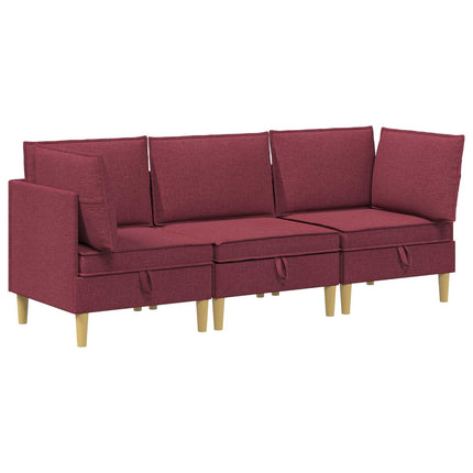 Modulsoffor med förvaring 3 pcs Vinröd Tyg