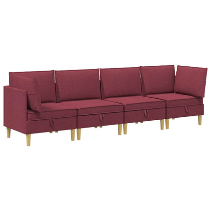Modulsoffor med förvaring 4 pcs Vinröd Tyg