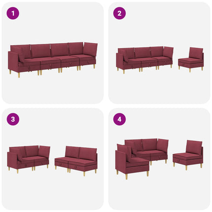 Modulsoffor med förvaring 4 pcs Vinröd Tyg