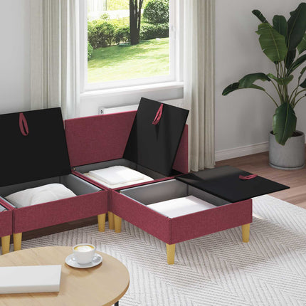 Modulsoffor med förvaring 4 pcs Vinröd Tyg