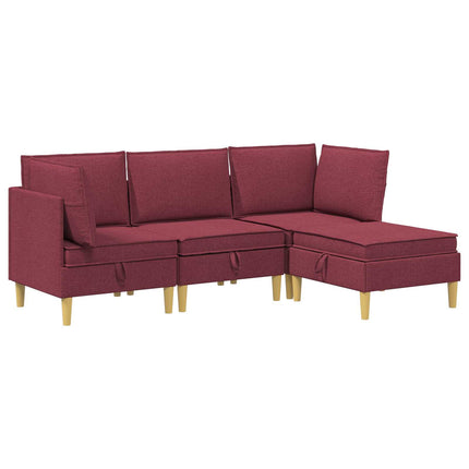 Modulsoffor med förvaring 4 pcs Vinröd Tyg