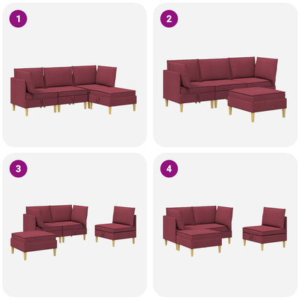 Modulsoffor med förvaring 4 pcs Vinröd Tyg