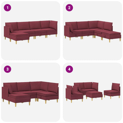 Modulsoffor med förvaring 5 pcs Vinröd Tyg