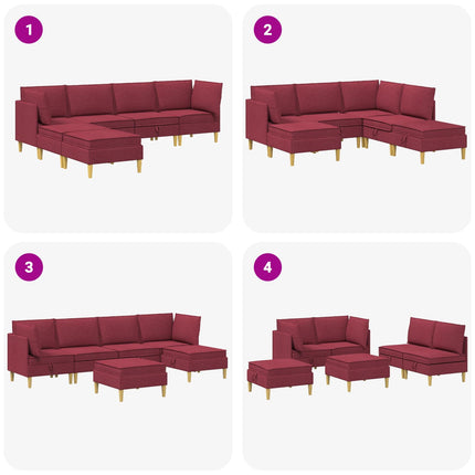 Modulsoffor med förvaring 6 pcs Vinröd Tyg