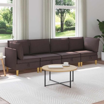 Modulsoffor med förvaring 4 pcs Mörkbrun Tyg